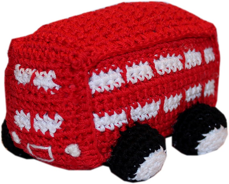 Knit Knacks Double Decker Bus Organic Cotton Small Dog Toy